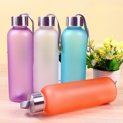 Minch Lanyard Scrub Leakproof Sport Outdoor Water Bottle 600ML ,Orangel Easy to Carry Plastic Bottle